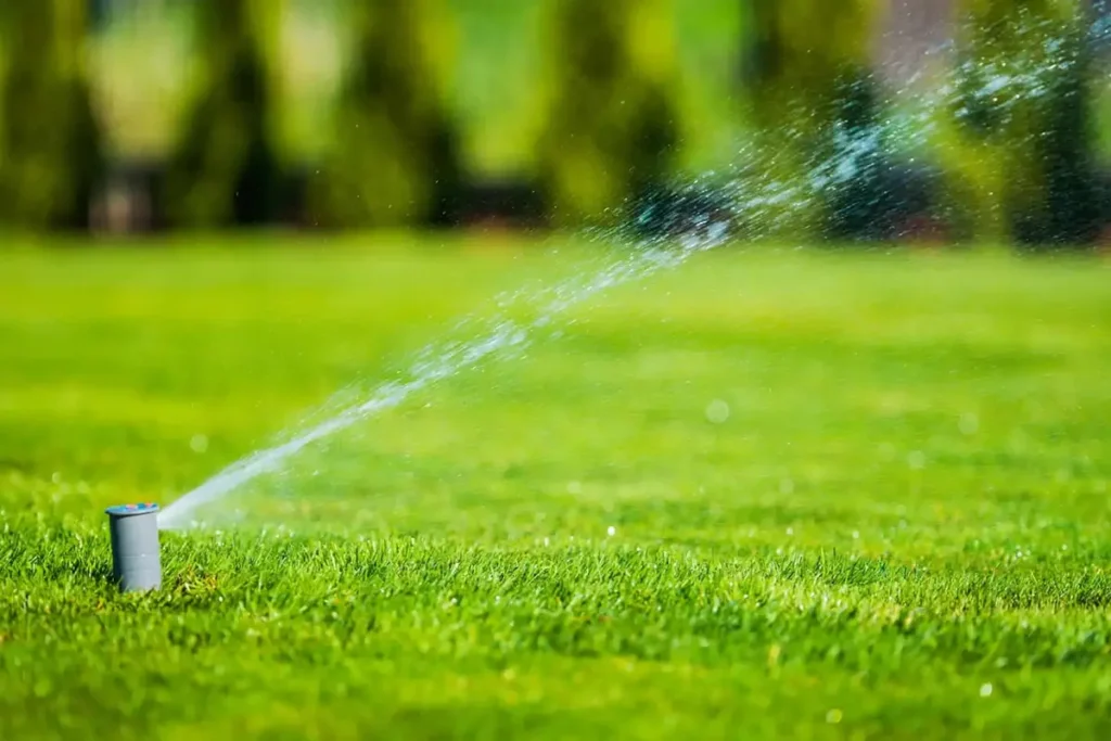 Sprinkler watering lawn