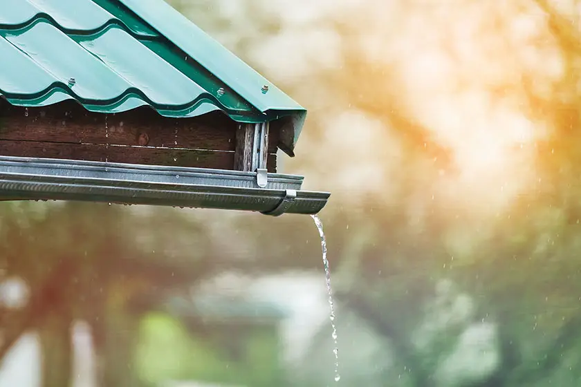 Water running down a roof